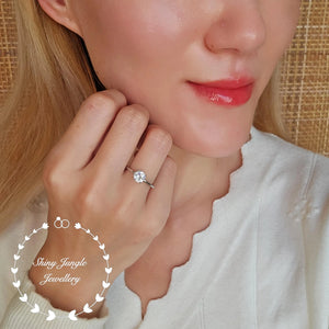 Diamond Engagement Ring, Simple Diamond Solitaire Ring, round Brilliant Cut 1 Carat 6Mm Diamond Simulant Promise Ring, April Birthstone Gift