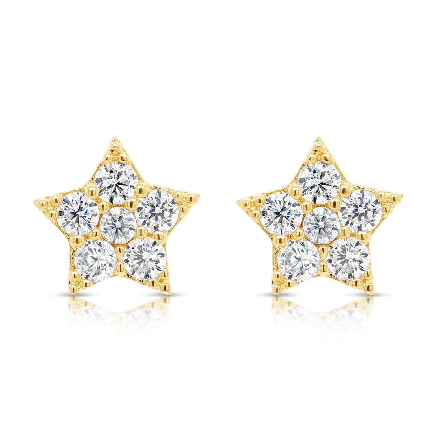 Dazzling 14K Gold Star Shaped Stud Earrings - Perfect for Everyday Elegance!.