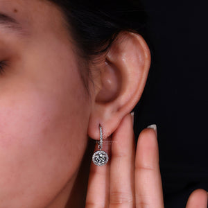 Round Diamond Dangle and Drop Earrings for Women, 1 to 2 Ct Lab Grown Diamond Earrings, Gifts for Women, Halo Diamond Earrings, Gift for Her