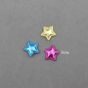 Metallic Gold Padded Fabric Stars, 2Cm Shiny Star, Craft Embellishments, Craft Supplies
