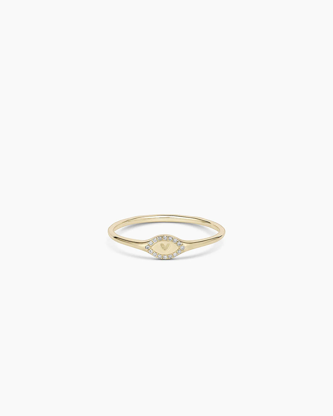 14K Diamond Love Signet Ring