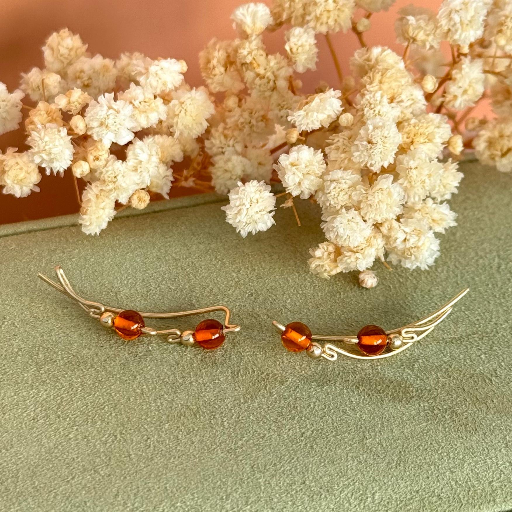 Gold Ear Climbers, Minimalist Handmade Jewelry Gift for Her