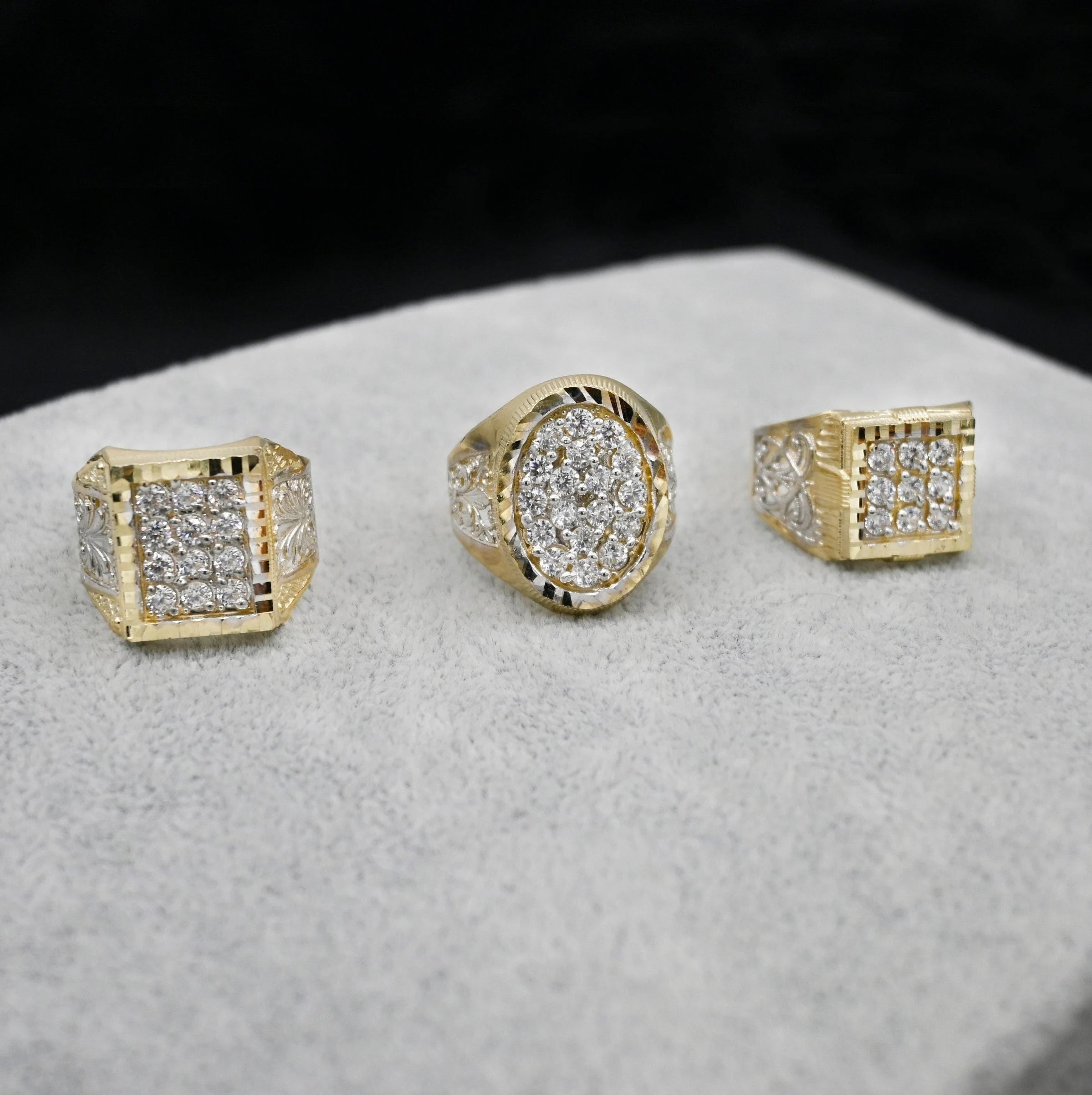 Real 10K Solid Gold Men'S Ring CZ Stone Real Solid 10K Yellow Gold Large Men'S Ring | All Sizes | 10K Solid round Gold Ring