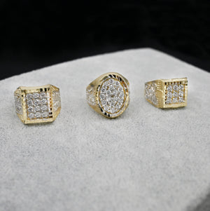 Real 10K Solid Gold Men'S Ring CZ Stone Real Solid 10K Yellow Gold Large Men'S Ring | All Sizes | 10K Solid round Gold Ring
