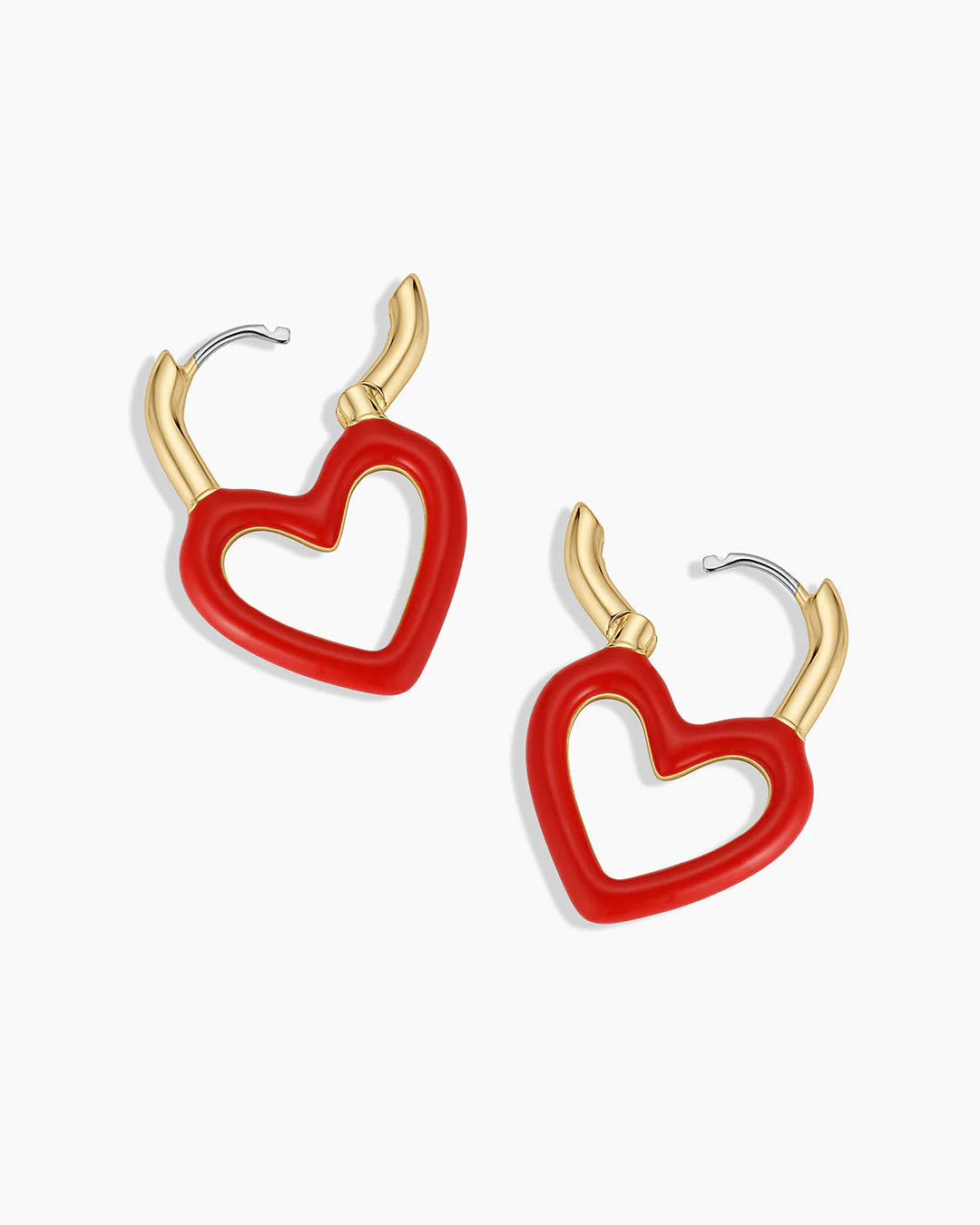 Open Heart Enamel Padlock Hoops NikNenz™ Premium Gold & Diamonds