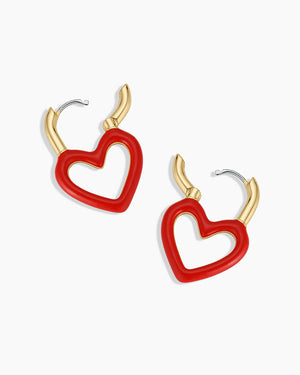 Open Heart Enamel Padlock Hoops NikNenz™ Premium Gold & Diamonds