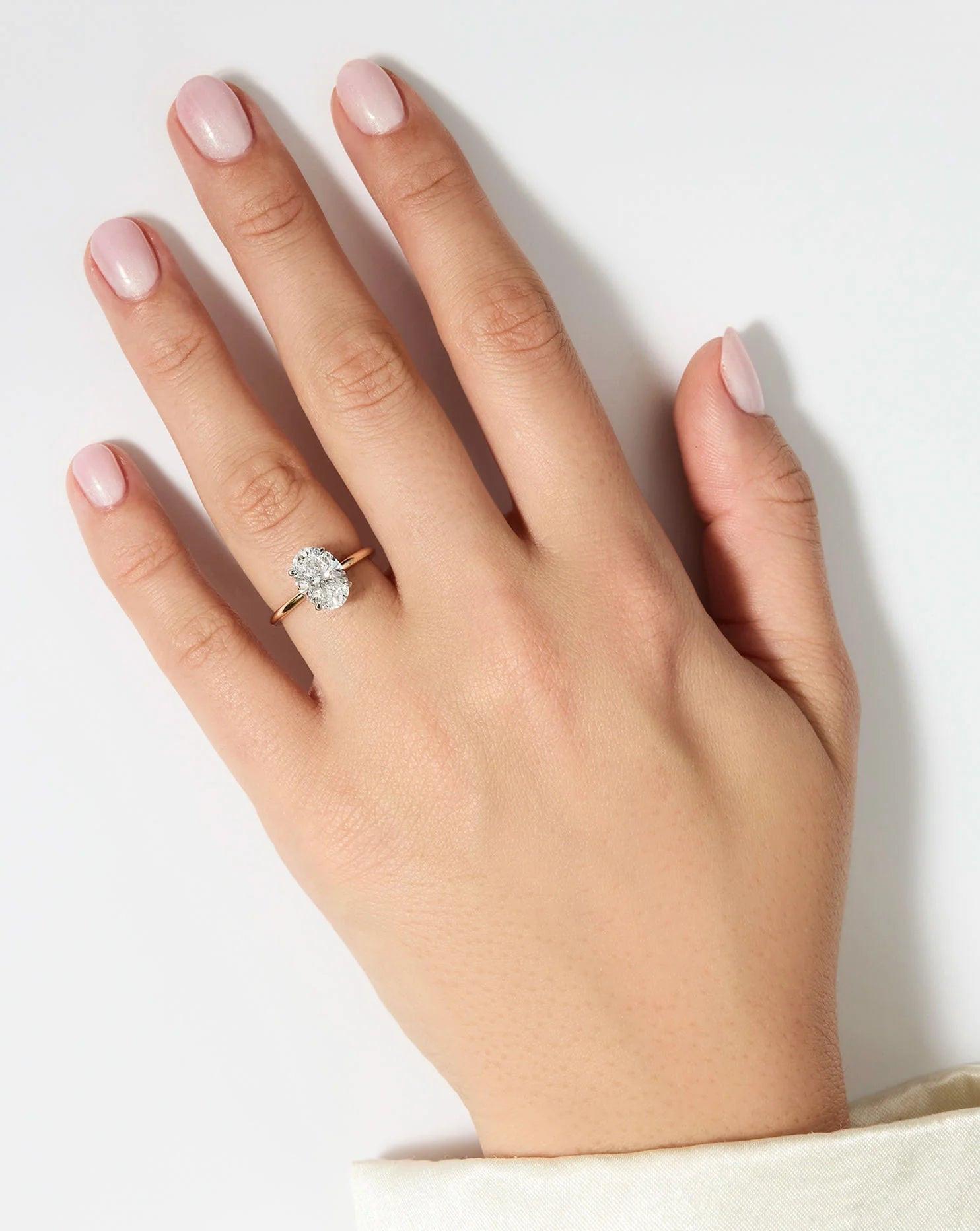 Stunning 3.85 Carat Oval Lab Diamond Cloud Solitaire Engagement Ring.