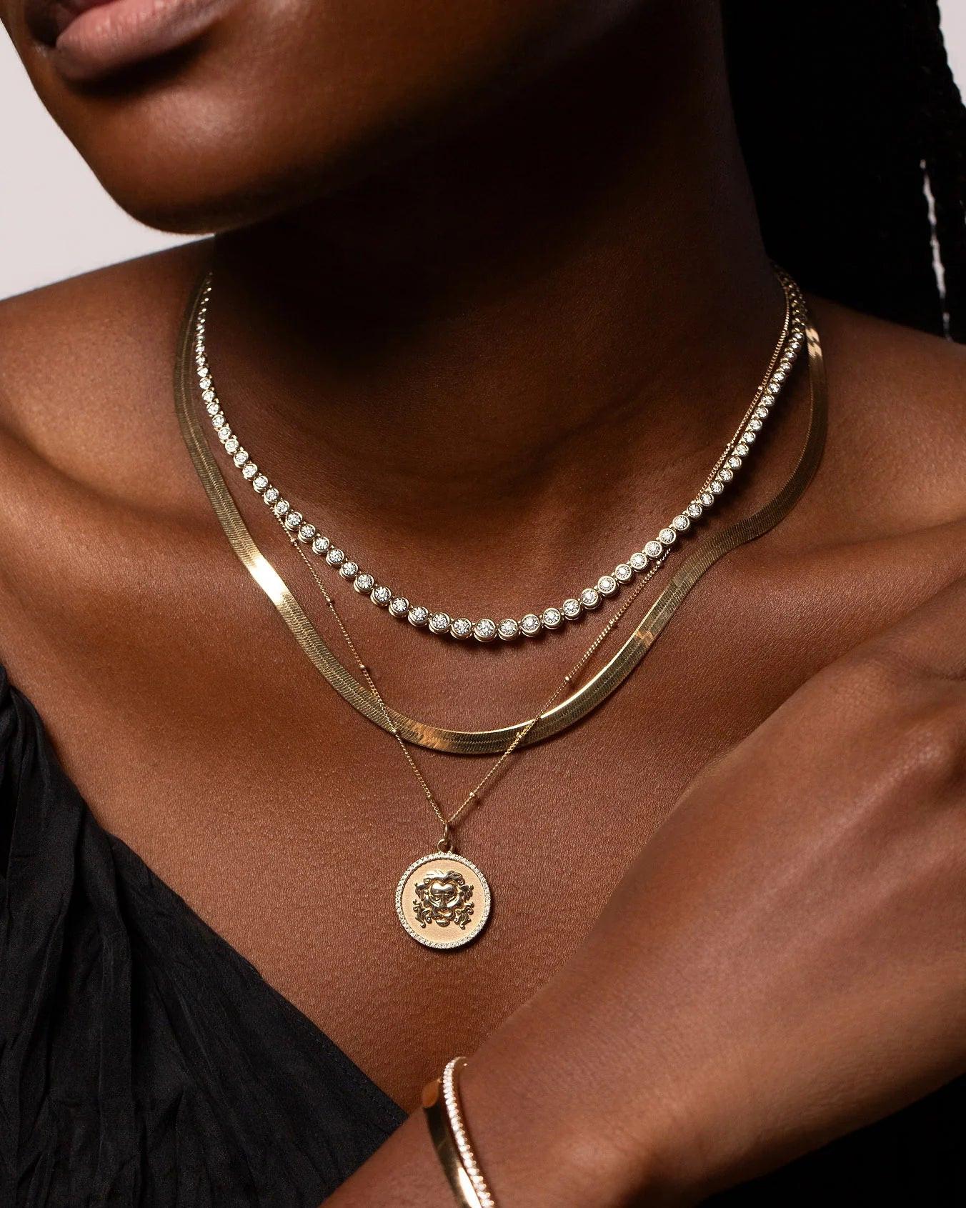 Stunning Graduated Bezel Diamond Tennis Necklace - Elevate Your Elegance.