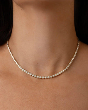 Stunning Graduated Bezel Diamond Tennis Necklace - Elevate Your Elegance.