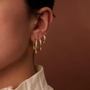 Dainty 14K Gold Hoop Earrings - 3MM Thickness, Available in Small, Medium & Large Sizes, sold as a Pair.