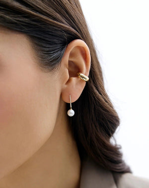 Elegantly Chic Diamond & Pearl Drop Earrings.