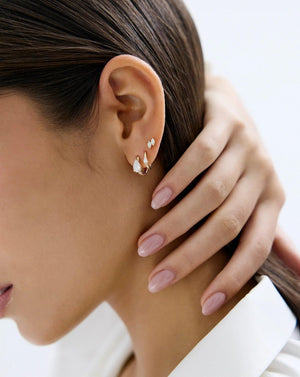 Stunning Solitaire Pear Lab Diamond Huggie Earrings.