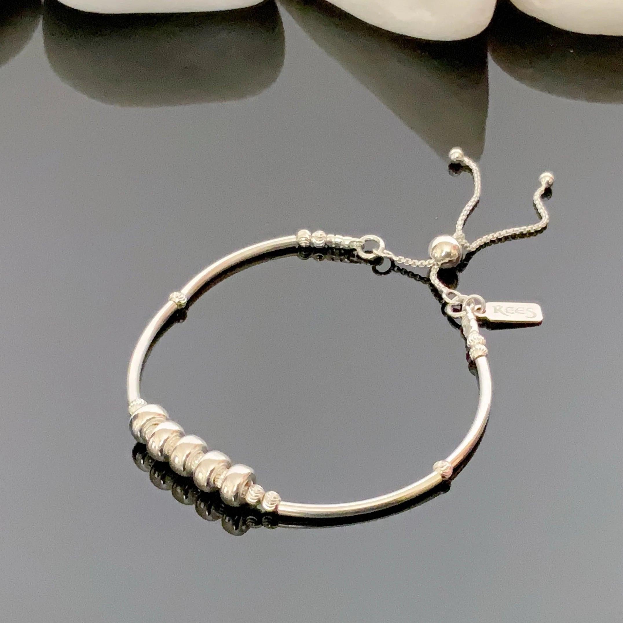 50th Birthday Elegance: Adjustable 925 Sterling Silver Statement Bracelet for Women.