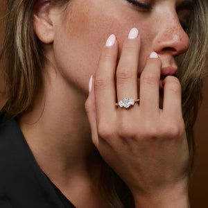 Engagement Ring Oval Shape, 1.50 Ctw 14K Gold Oval Shape Lab-Grown Diamond Three Stone Engagement Ring, Minimalist Wedding Ring, Serena