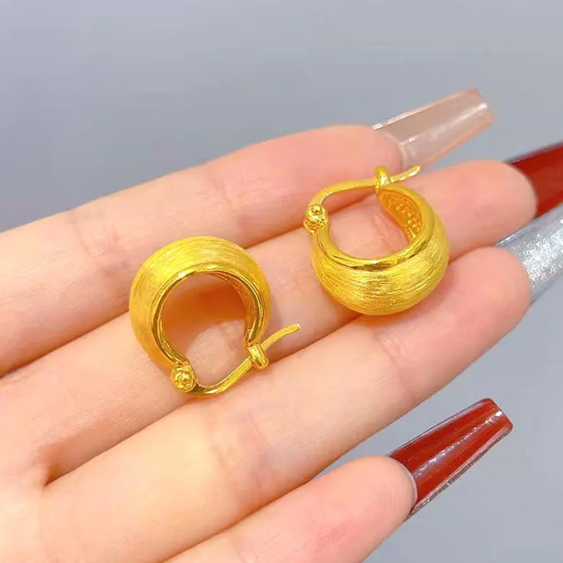 24K Pure Gold, 24K Gold Earrings, Gold U Shape Earrings, Gold Hoop Earrings, Gold Huggies, 24K Solid Gold Earrings, Gold Statement Earrings