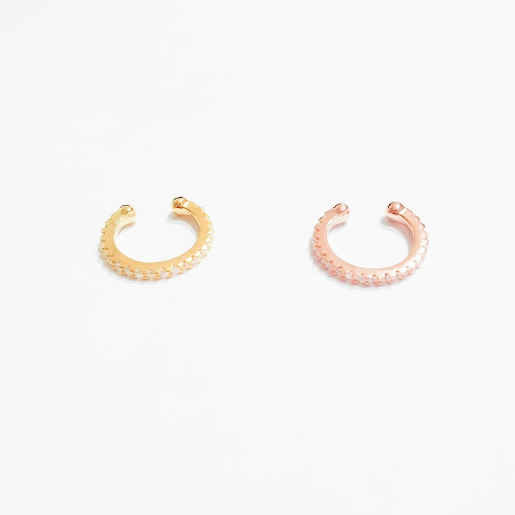 Ear Cuff Earring Cubic Zirconia Diamond Cuff in Gold Rose or Silver