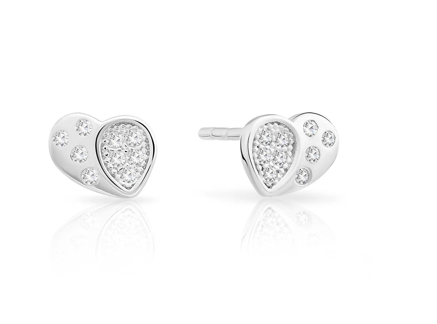 Elegant Sterling Silver CZ Heart Stud Earrings - Perfect Gift for Any Occasion.