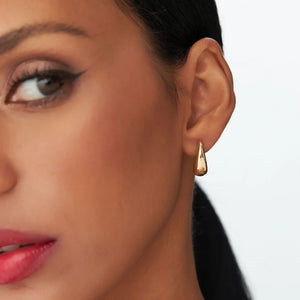 14K Gold Hoops, Teardrop Hoop Earrings, Tapered Hoops, Teardrop Huggie Earrings, Gold Gypsy Earrings, Must Have for Every Women