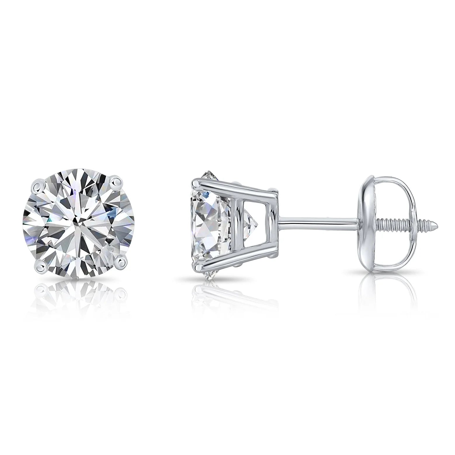 14K Gold Lab Diamond Stud Earrings, 1.50Ctw, with Screw Backs
