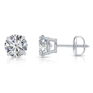 14K Gold Lab Diamond Stud Earrings, 1.50Ctw, with Screw Backs