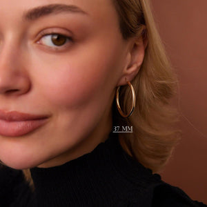 Luxurious 14K Gold Thick 3mm Waterproof Hoop Earrings for Everyday Elegance.