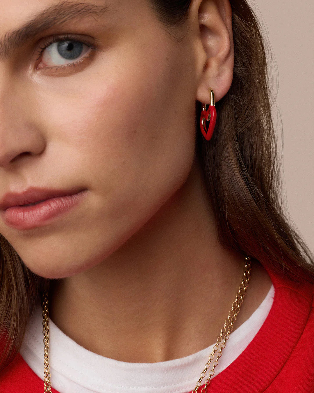 Open Heart Enamel Padlock Hoops NikNenz™ Premium Gold & Diamonds