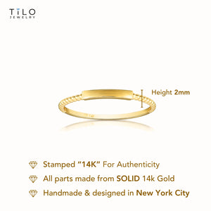 14K Yellow Gold Dainty Bar Ring