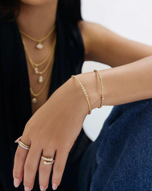 Exquisite Diamond Bead Bangle - Elevate Your Elegance.
