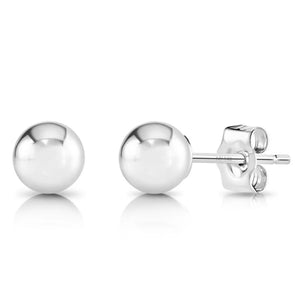 14K White Gold Classic Ball Stud Earrings with Pushbacks