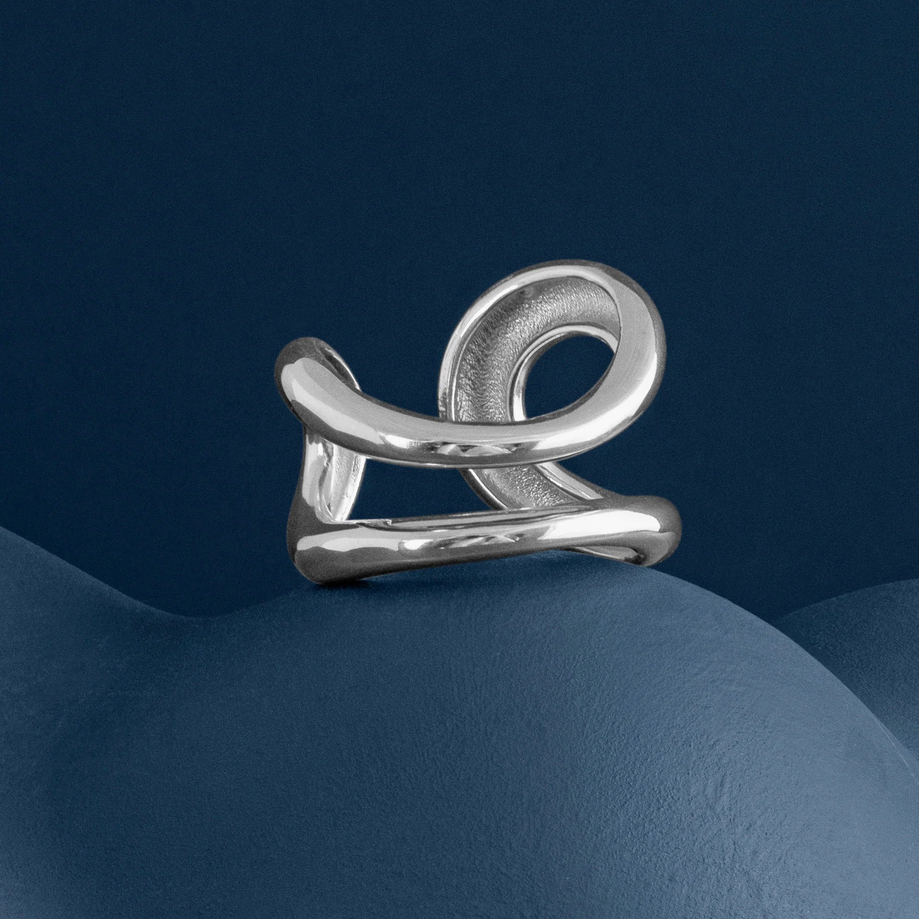 SILVER CHUNKY DOUBLE LOOP RING