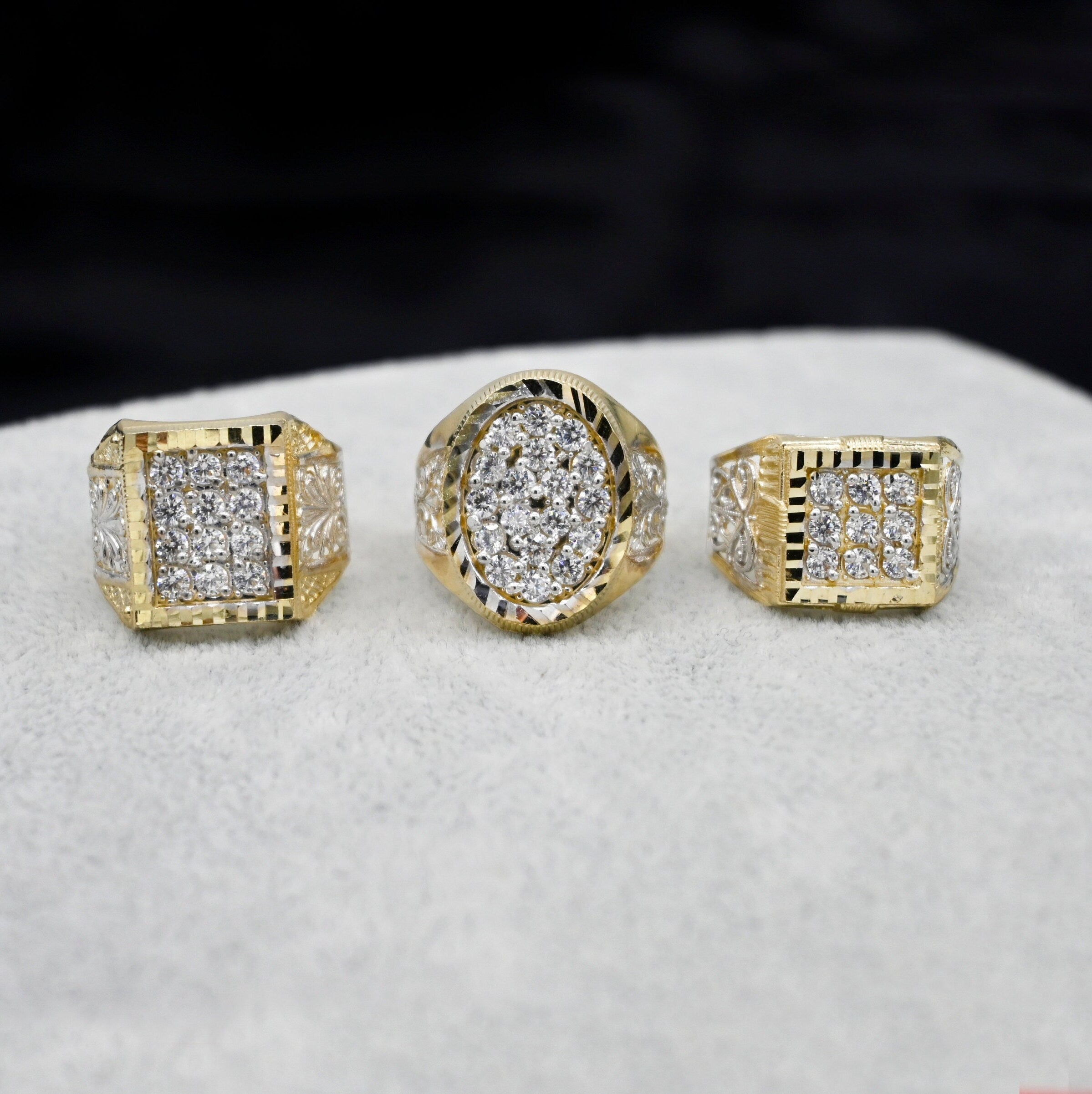 Real 10K Solid Gold Men'S Ring CZ Stone Real Solid 10K Yellow Gold Large Men'S Ring | All Sizes | 10K Solid round Gold Ring