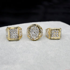 Real 10K Solid Gold Men'S Ring CZ Stone Real Solid 10K Yellow Gold Large Men'S Ring | All Sizes | 10K Solid round Gold Ring