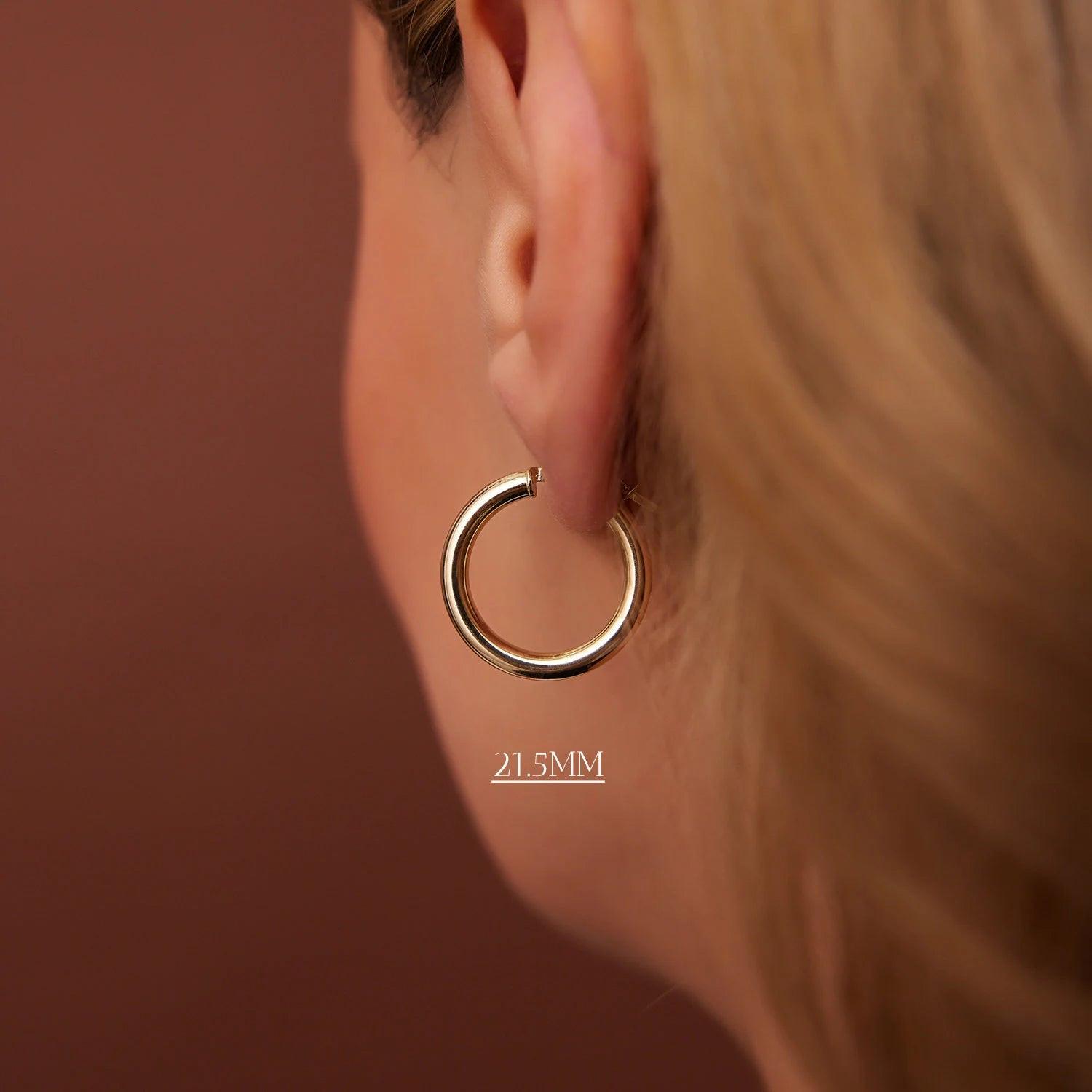 Dainty 14K Gold Hoop Earrings - 3MM Thickness, Available in Small, Medium & Large Sizes, sold as a Pair.