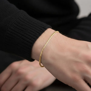 14K Gold Plated Italian Franco Chain Bracelet, Solid Sterling Silver, with Lobster Lock, 7 Inches