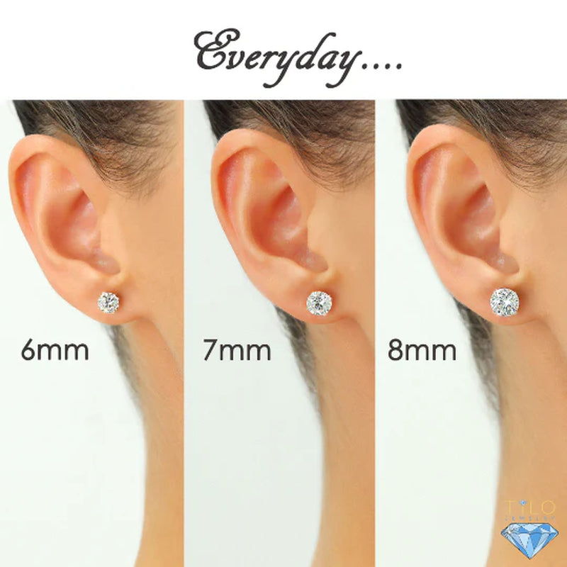 Sterling Silver Simulated Diamond Studs, with Secure Pushbacks