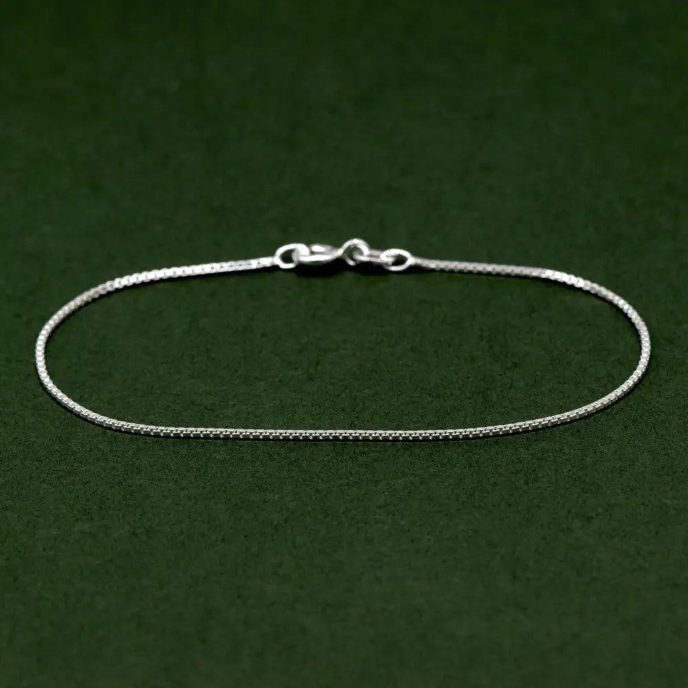 Dainty 0.9mm Sterling Silver Box Chain Bracelet for Women - Elegant and Versatile Jewelry Piece.