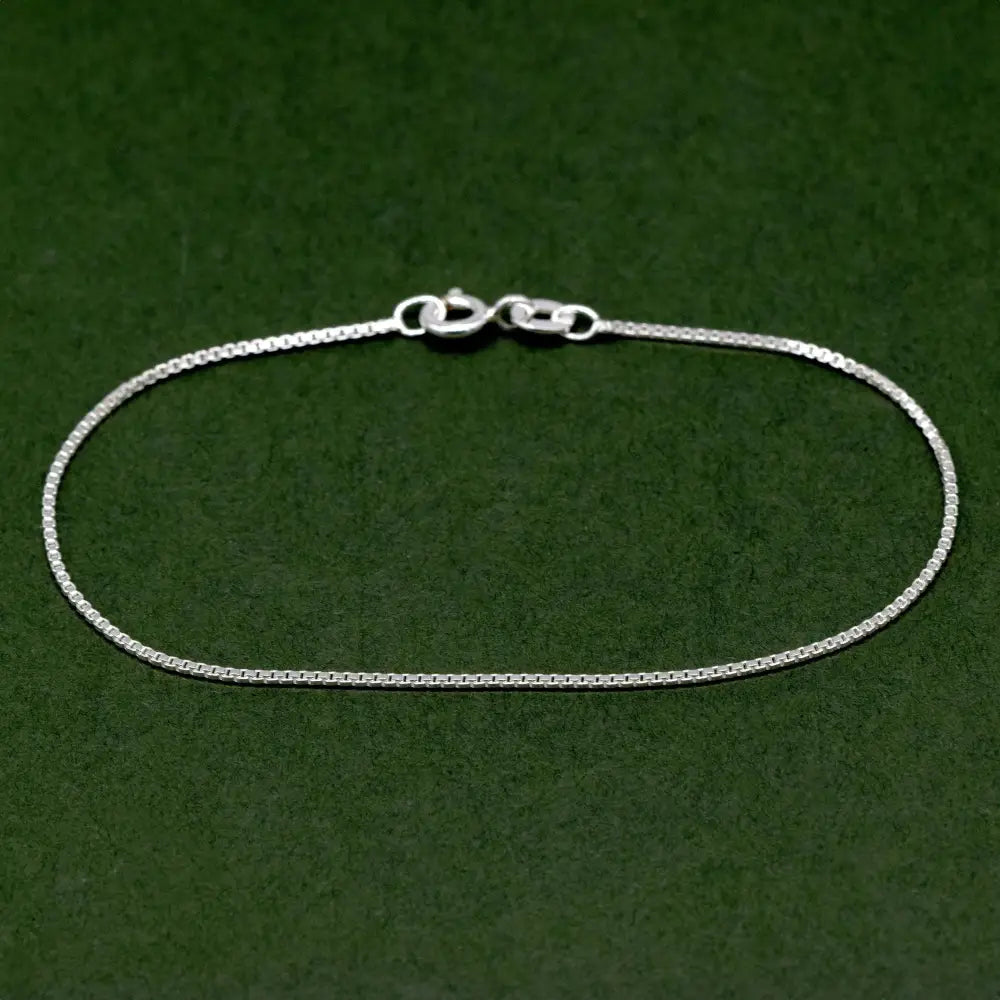 Dainty 0.9mm Sterling Silver Box Chain Bracelet for Women - Elegant and Versatile Jewelry Piece.