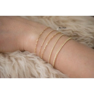 Dainty 10K Solid Gold Box Chain Bracelet - Perfect for Stacking & Everyday Wear.