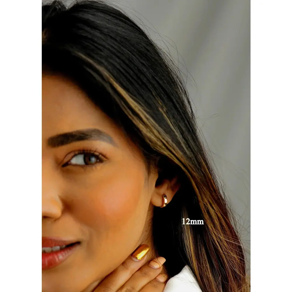 Dainty 10K Solid Gold Minimalist Huggie Hoop Earrings for Everyday Wear