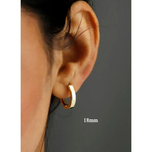 Dainty 10K Solid Gold Minimalist Huggie Hoop Earrings for Everyday Wear