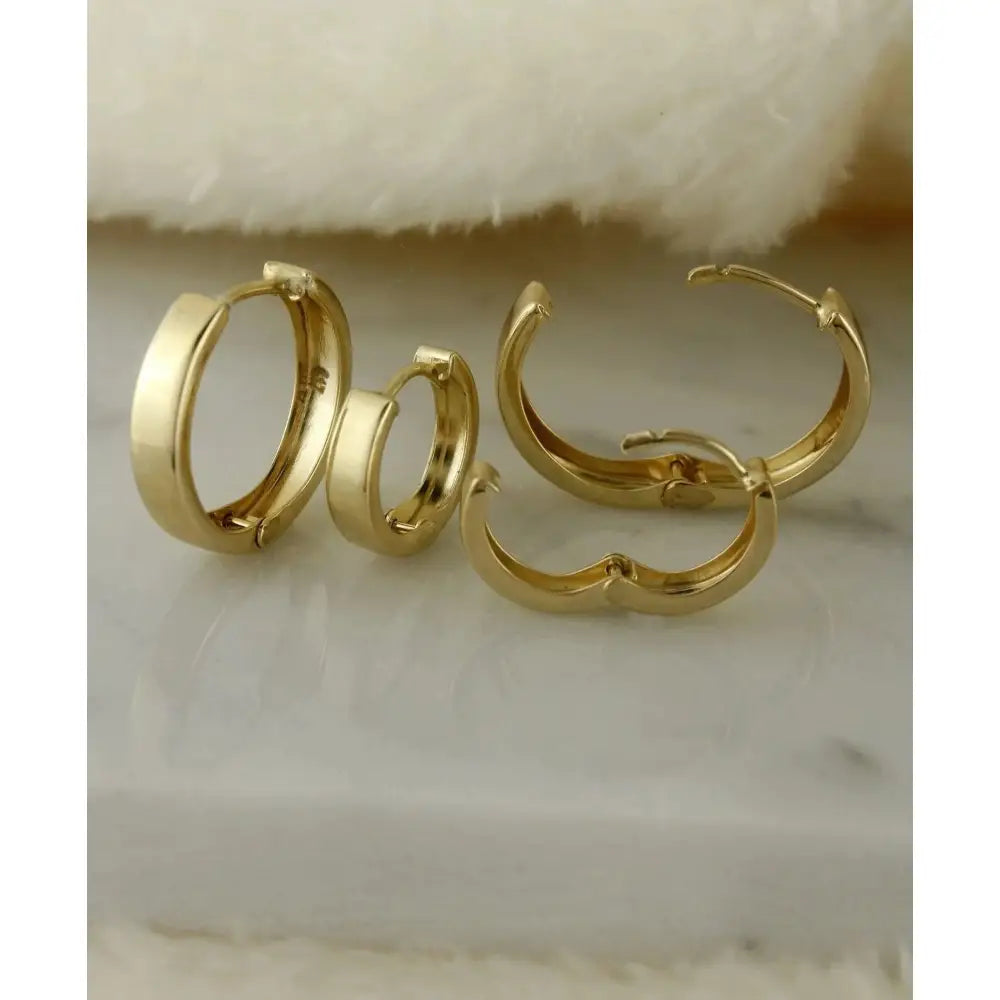 Dainty 10K Solid Gold Minimalist Huggie Hoop Earrings for Everyday Wear
