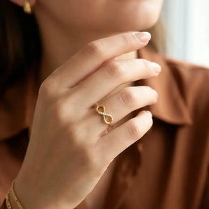 Dainty 10K Yellow Gold Infinity Ring – Perfect Forever Love Gift for Anniversaries and Everyday Elegance.