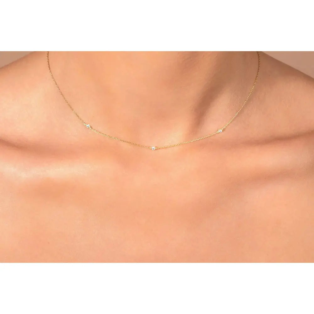 Dainty 14K Gold Diamond Solitaire Necklace – Minimalist Fine Jewelry for Women.