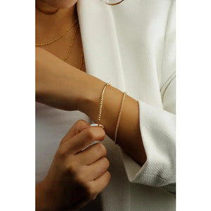 Dainty 14K Gold Filled Beaded Bracelet - Tarnish Resistant Thin Stacking Jewelry.