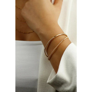 Dainty 14K Gold Filled Beaded Bracelet - Tarnish Resistant Thin Stacking Jewelry.