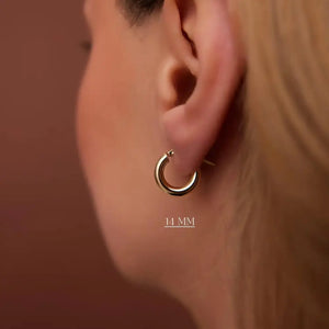 Dainty 14K Gold Hoop Earrings - 3MM Thickness, Available in Small, Medium & Large Sizes, sold as a Pair.