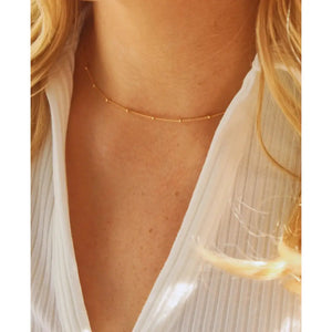 Dainty 14K Gold Satellite Choker Necklace - Perfect Layering Chain for Women.