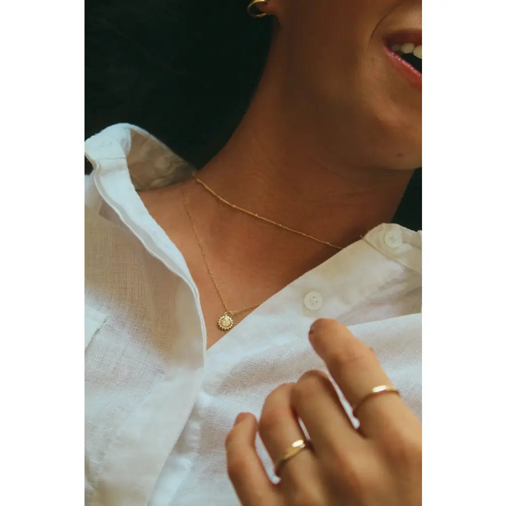 Dainty 14K Gold Satellite Choker Necklace - Perfect Layering Chain for Women.