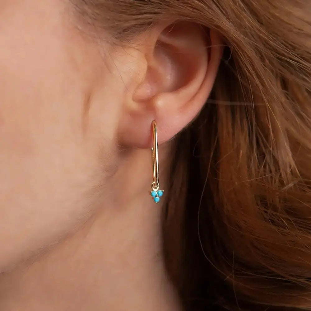 Dainty 14K Gold Turquoise Earrings – Perfect Gift for Birthdays & Everyday Elegance.