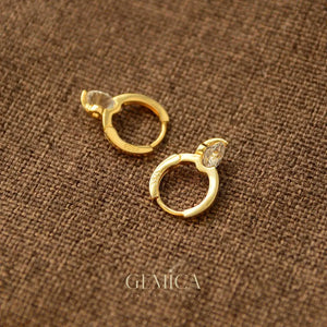 Dainty 14K Gold Vermeil CZ Diamond Huggie Hoops